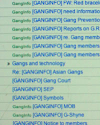 Sample 7: Screenshot of Gmail account showing emails of Gang-Info mailing list